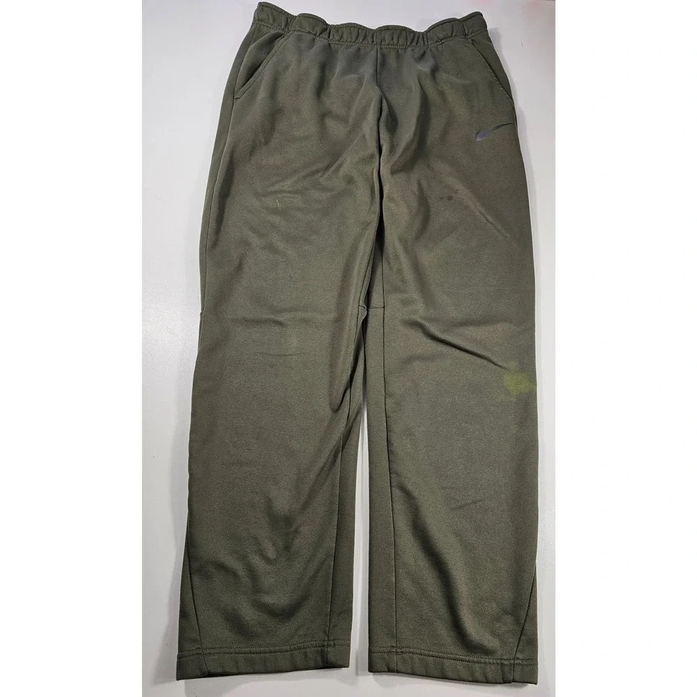 Nike fleece lined green warm sweatpants size XL men's (FLAWS)